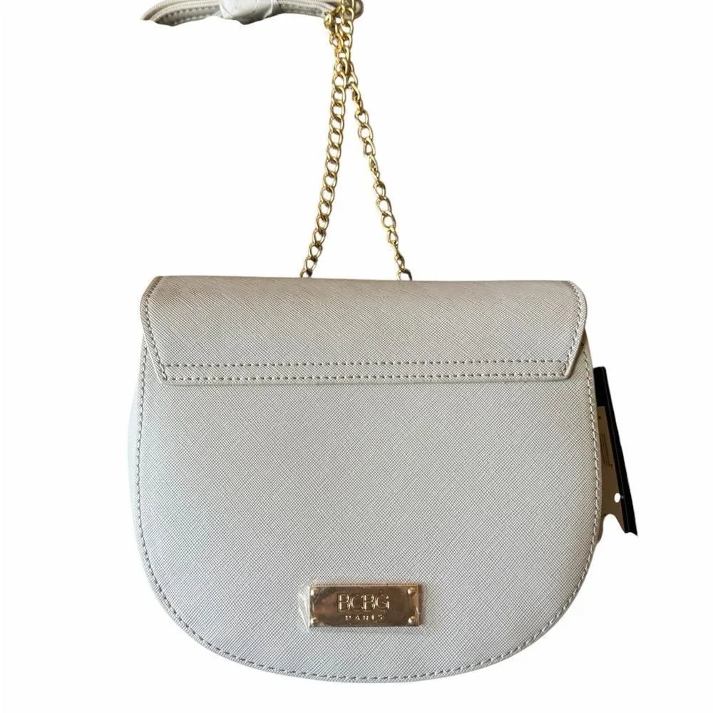 White Chain Strap Crossbody Bag with Gold Hardware